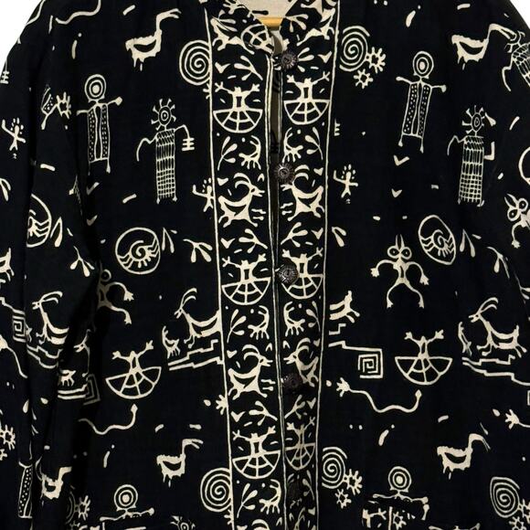 Primitive Arts Black & White Reversible Southwestern Aztec Button Up Jacket - Picture 2 of 12